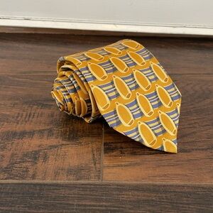 Men's GUCCI  PURE SILK Gold & Blue DESIGNER NECK TIE